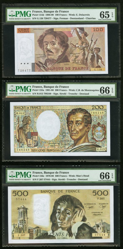 France Group Lot of 5 PMG Graded Examples. France Banque de France 100 Francs 19...