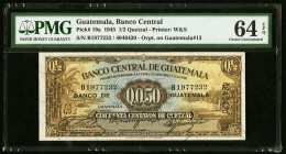 Guatemala Banco Central de Guatemala 1/2 Quetzal 12.8.1945 Pick 19a PMG Choice Uncirculated 64 EPQ. 

HID09801242017