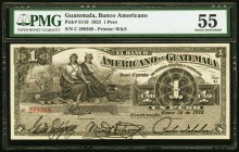 Guatemala Banco Americano de Guatemala 1 Peso 26.1.1923 Pick S116 PMG About Uncirculated 55. 

HID09801242017