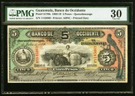 Guatemala Banco de Occidente 5 Pesos 1.7.1909 Pick S176b PMG Very Fine 30. 

HID09801242017