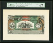 Guatemala Banco de Occidente 20 Pesos 1903-20 Pick S176fp; S179bp Front and Back Proofs PMG Superb Gem Unc 67 EPQ; Gem Uncirculated 66 EPQ. 

HID09801...