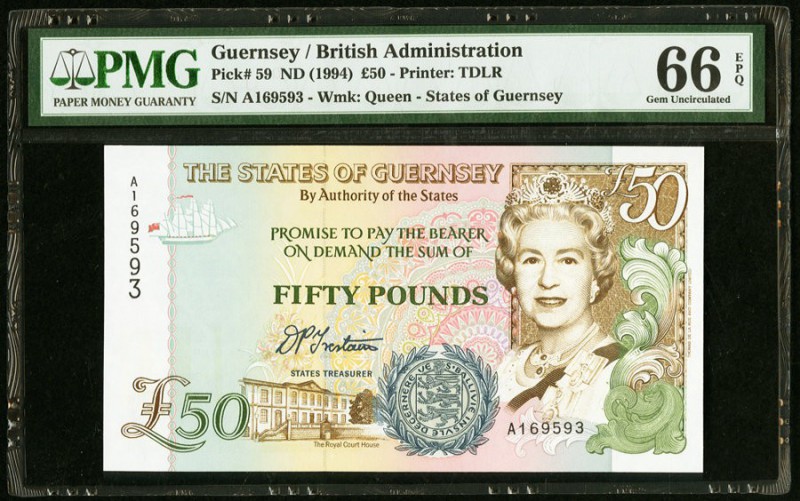 Guernsey States of Guernsey 50 Pounds ND(1994) Pick 59 PMG Gem Uncirculated 66 E...