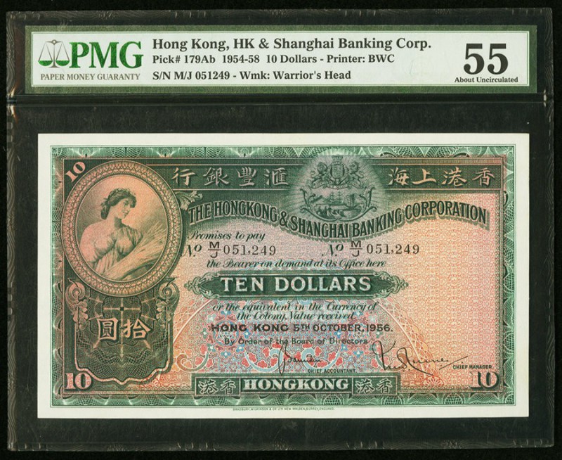 Hong Kong Hongkong & Shanghai Banking Corp. 10 Dollars 5.10.1956 Pick 179Ab KNB6...