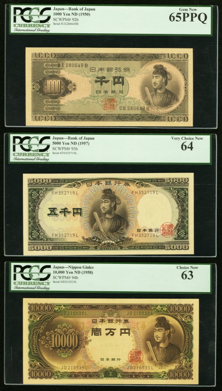 Japan Bank of Japan 1000; 5000; 10,000 Yen ND (1950); ND (1950); ND (1957) Pick ...