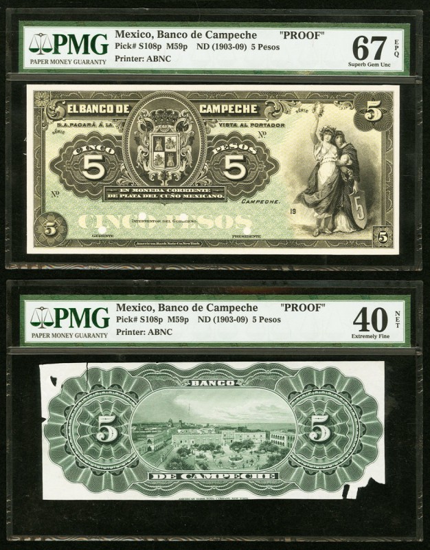 Mexico Banco De Campeche 5 Pesos ND (1903-09) Pick S108p; M59p Front And Back Pr...