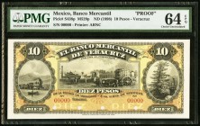 Mexico Banco Mercantil De Veracruz 10 Pesos ND (1898) Pick S438p; M438p Proof PMG Choice Uncirculated 64 EPQ. Four POCs.

HID09801242017