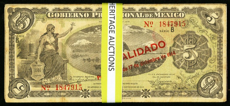 Mexico Gobierno Provisional de Mexico 5 Pesos 20.10.1914 Pick S703, Fifty Exampl...