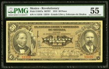 Mexico Estado Libre Y Soberano De Sinaloa 50 Pesos 22.2.1915 Pick S1047a; M3787 PMG About Uncirculated 55. 

HID09801242017
