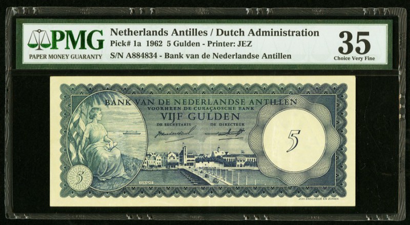 Netherlands Antilles Bank van de Nederlandse Antillen 5 Gulden 1962 Pick 1a PMG ...