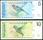 Netherlands Antilles Bank van de Nederlandse Antillen 5; 10 Gulden 1986 Pick 22a; 23a Two Examples Crisp Uncirculated. 

HID09801242017