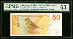 Netherlands Antilles Bank van de Nederlandse Antillen 50 Gulden 1990 Pick 25b PMG Choice Uncirculated 63 EPQ. One of only two graded examples on the P...