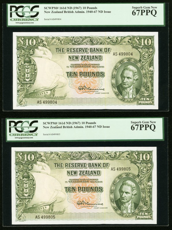 New Zealand Union Bank of Australia Limited 10 Pounds ND (1967) Pick 161d Two Co...