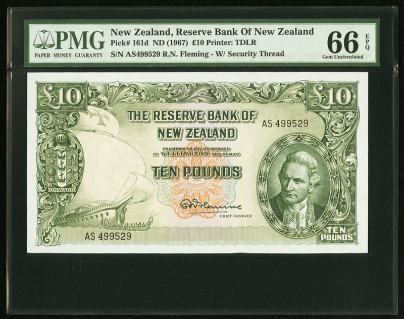 New Zealand Reserve Bank of New Zealand 10 Pounds ND (1967) Pick 161d PMG Gem Un...