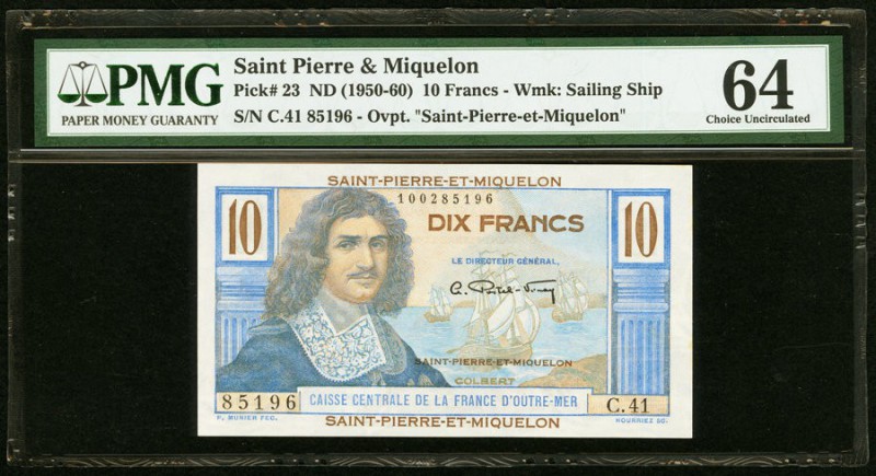 Saint Pierre and Miquelon Caisse Centrale de la France d'Outre Mer 10 Francs ND ...