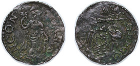 Ancona (Papal States) Italian states 1572 - 1582 1 Quattrino - Gregory XIII (St. Peter standing) Billon Ancona Mint 0.62g VF CNI XIII 338 MIR 1227 Mun...