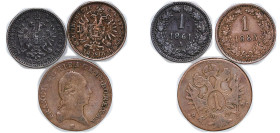 Austria 1800 - 1885 Coinage (4 Lots) Bronze VF