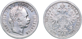 Austria Austro-Hungarian Empire 1877 1 Florin - Francis Joseph I Silver (.900) Vienna Mint (13963266) 12.23g XF KM 2222 Kahnt/Schön 149