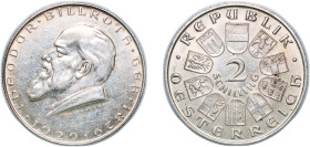 Austria First Republic 1929 2 Schillings (Theodor Billroth) Silver (.640) Vienna Mint (2000000) 12.09g AU KM 2844 Schön 48