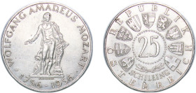 Austria Second Republic 1956 25 Schilling (Mozart) Silver (.800) Vienna Mint (4999000) 12.94g UNC KM 2881 Schön 74