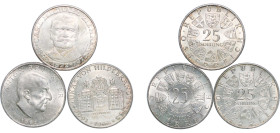 Austria Second Republic 1962 - 1972 25 Schilling (3 Lots) Silver Vienna Mint UNC