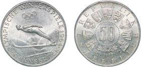 Austria Second Republic 1964 50 Schilling (Winter Olympics) Silver (.900) Vienna Mint (2832050) 20.04g UNC KM 2896 Schön 88