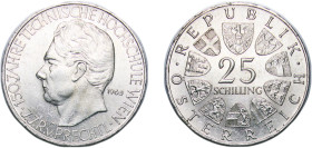 Austria Second Republic 1965 25 Schilling (Technische Hochschule Wien) Silver (.800) (Copper .200) Vienna Mint (1563000) 13.04g UNC KM 2897 Schön 91