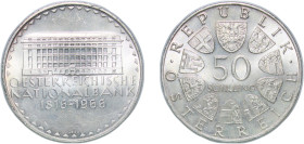 Austria Second Republic 1966 50 Schilling (National Bank) Silver (.900) Vienna Mint (1782600) 20g UNC KM 2900 Schön 92