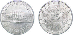 Austria Second Republic 1971 25 Schilling (Wiener Börse) Silver (.800) Vienna Mint (1804000) 13.1g UNC KM 2910 Schön 104