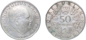 Austria Second Republic 1971 50 Schilling (Julius Raab) Silver (.900) Vienna Mint (2317000) 20.03g AU KM 2911 Schön 105