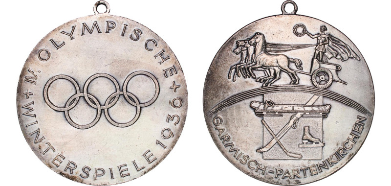 Austria Third Reich 1936 Medal - Garmisch 1936 Winter Olympics Whith metal 162.8...