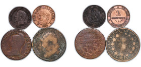 France 1792 - 1884 Coinage (4 Lots) Bronze VF