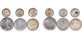 France 1915 - 1962 Spain, Greece, Switzerland Coinage (6 Lots, Weight all 36.9gr) Silver XF