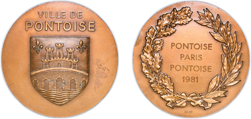 France Fifth Republic 1981 Medal - Ville de Pontoise Bronze 140.94g UNC