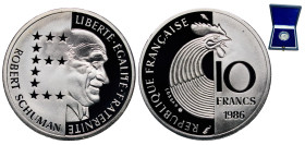 France Fifth Republic 1986 10 Francs (Robert Schuman) Silver (.950) Paris Mint (6000) 7g PF KM 958b Gad 1789 825