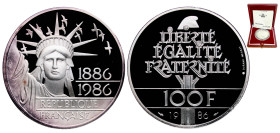 France Fifth Republic 1986 100 Francs (Statue of Liberty) Silver (.950) Paris Mint (18000) 15g PF KM 960a