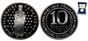 France Fifth Republic 1987 10 Francs (Hugues Capet) Silver (.950) Paris Mint (10000) 12g PF KM 961a Gad 1789 820