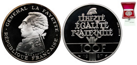 France Fifth Republic 1987 100 Francs (La Fayette) Silver (.950) Paris Mint (30000) 15g PF KM 962a