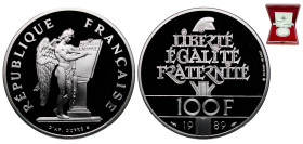 France Fifth Republic 1989 100 Francs (Human Rights) Silver (.950) Paris Mint (40000) 15g PF KM 970a