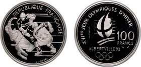 France Fifth Republic 1991 100 Francs (Hockey) Silver (.900) Paris Mint (92029) 22.3g PF KM 993