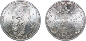 France Fifth Republic 1992 100 Francs (Jean Monnet) Silver (.900) Paris Mint (3925311) 15.05g UNC KM 1120 Franc 2014 460 Gad 1789 907