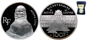 France Fifth Republic 1993 100 Francs (Mona Lisa) Silver (.900) Paris Mint (19701) 22.2g PF KM 1017 Franc 2014 1623