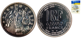 France Fifth Republic 1999 6,55957 Francs (Europa) Silver (.900) Paris Mint (25000) 22.2g UNC KM 1255