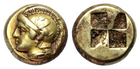 Ionien. Phokaia.

 1/6 Stater bzw. Hekte (Elektron). Ca. 477 - 388 v. Chr.
Vs: Kopf der Athena mit attischem Helm (darauf Greif) links, darunter Ro...