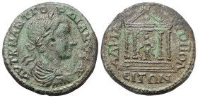 Thrakien. Hadrianopolis. Gordianus III. (238 - 244 n. Chr.).

 Bronze.
Vs: Büste des Gordianus in Rückansicht mit Lorbeerkranz, Paludament und Panz...