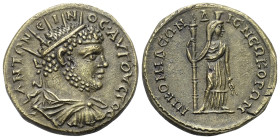 Bithynien. Nikomedia. Caracalla (197 - 217 n. Chr.).

 Bronze.
Vs: Büste des Caracalla mit Strahlenkrone, Paludament und Panzer rechts.
Rs: Demete...