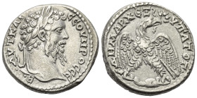 Seleukis und Pierien. Antiochia am Orontes. Septimius Severus (193 - 211 n. Chr.).

 Tetradrachme (Billon). Ca. 205 - 211 n. Chr.
Vs: Kopf des Sept...