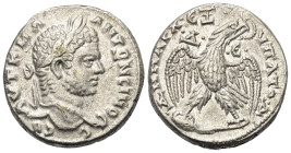Seleukis und Pierien. Antiochia am Orontes. Caracalla (197 - 217 n. Chr.).

 Tetradrachme (Billon). Ca. 215 - 217 n. Chr.
Vs: Kopf mit Lorbeerkranz...