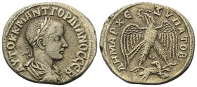 Seleukis und Pierien. Antiochia am Orontes. Gordianus III. (238 - 244 n. Chr.).

 Tetradrachme (Billon). 241 - 244 n. Chr.
Vs: Büste des Gordianus ...
