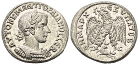 Seleukis und Pierien. Antiochia am Orontes. Gordianus III. (238 - 244 n. Chr.).

 Tetradrachme (Billon). 242 - 244 n. Chr.
Vs: Büste des Gordianus ...