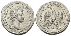 Seleukis und Pierien. Laodikeia ad Mare. Caracalla (197 - 217 n. Chr.).

 Tetradrachme (Billon). 205 - 207 n. Chr.
Vs: Büste des Caracalla mit Lorb...